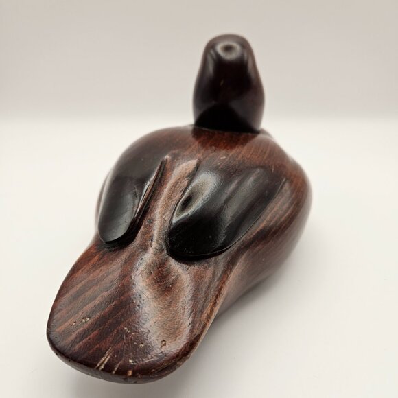 Hand-Carved Wood Duck Figurine – Signed 1987 – Rustic Cabin Decor - Picture 4 of 6